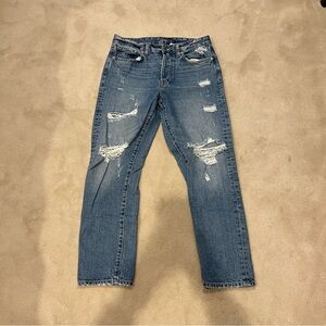 H&M Women's Distressed Blue Straight Leg Jeans